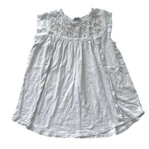 Lucky Brand Cream Embroidered Sleeveless Top - Small
